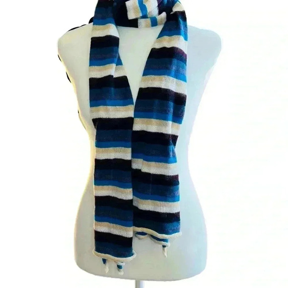 NWT Genuine Alpaca Scarf, White/Cream/Blue/Purple - Picture 2 of 6